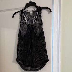 PINK Victoria's Secret Black Mesh Tank with Logo Straps